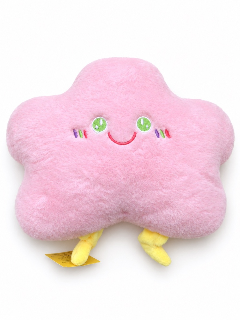 Plush Pink Star Cloud Pillow Toy with Smiling Face